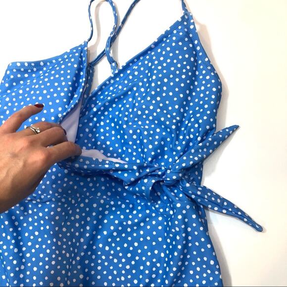 Jessica Simpson blue polka dot One-Piece Swimsuit - Picture 4 of 7